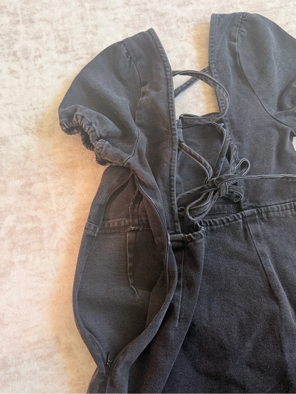 Hollister Black Square Neck Mini Dress with Back Straps - Picture 5 of 11